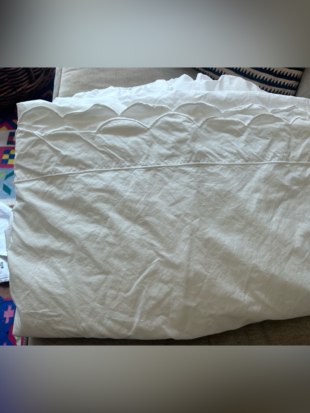 Matouk White Scalloped-Edge Queen sheet set (fitted and flat)